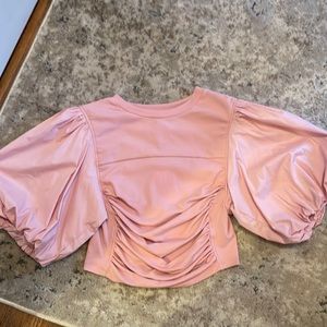 English Factory small pink puff sleeve pink top